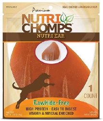 Nutri Chomps Chicken Flavor Ears Dog Treat, Digestible Dog Chew, Digestible Dog Chew,1 count