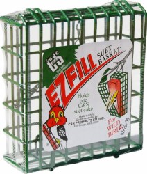 C&S EZ Fill Suet Basket Wild Bird Feeder, Green, 1 Cake Capacity