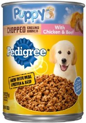 Pedigree Chopped Ground Dinner Puppy Formula with Chicken and Beef Canned, Wet Dog Food, 13.2oz