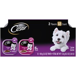 Cesar Classics Loaf in Sauce Filet Mignon and Porterhouse Steak Variety Pack Wet Dog Food Case of 12, 3.5oz Trays
