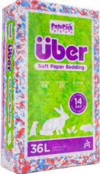 Uber Soft Paper Small Animal Bedding, Red/White/Blue, 36L
