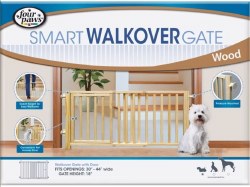 Four Paws Smart Wooden Walkover Pet Gate with Door, 18x30-44