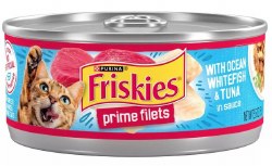 Purina Friskies Prime Filets Ocean Whitefish and Tuna, Wet Cat Food, 5.5oz