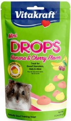 Sunseed Vitakraft Mini Drops Banana and Cherry Flavored Hamster, Small Animal Treat, 2.5oz