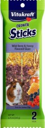 Sunseed Vitakraft Crunch Sticks Wild Berry and Honey Guinea Pig, Small Animal Treat, 3.75oz, 2 Count