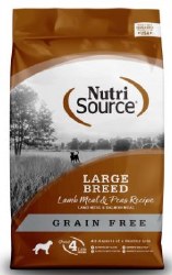 NutriSource Grain Free Large Breed Lamb Meal Pea and Salmon Meal Protein, Dry Dog Food, 26lb
