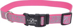 Reflective Adjustable 1 inch x 18-26 inch Pink Zebra Collar