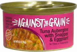 Against the Grain Tuna Aubergine with Snapper and Eggplant Grain Free Canned Wet Cat Food Case of 24, 2.8oz Cans
