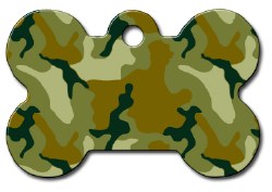 Dog Tag Bone Shape, Green Camo, Large