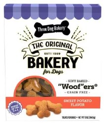 Three Dog Bakery Grain Free Soft Baked Sweet Potato Flavored Woofer, 13oz