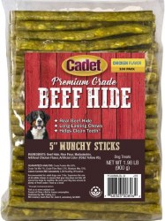 Cadet Gourmet Munchy Rawhide Sticks, Chicken, 5 , 100 Count