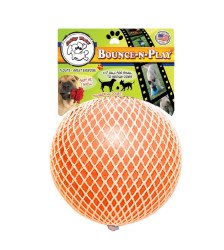 Jolly Pets Bounce n Play Ball Dog Toy, Orange and Vanilla, Large, 8"