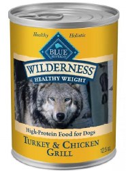 Blue Buffalo Wilderness Healthy Weight Formula Turkey and Chicken Grill Recipe Grain Free Canned, Wet Dog Food, 12.5oz