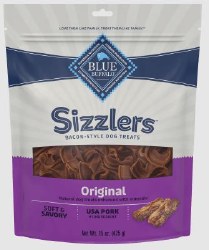 Blue Buffalo SizzlersBacon Treats 15oz, Dog Treats, Bag