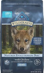 Blue Buffalo Wilderness Puppy Formula Chicken and Peas Recipe Grain Free Dry Dog Food 24 lbs