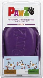 PawZ Disposable Rubber Boots, Purple, Large, 12 Count