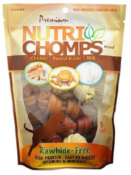 Premium Nutri Chomps 4 Inch Assorted Flavor Knots Dog Treats 9 count