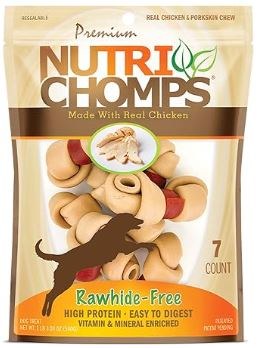 Premium Nutri Chomps 4 Inch Chicken Knot with Flavor Wrap Dog Treats 7 count