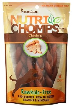 Premium Nutri Chomps 6 Inch Chicken Flavor Braided Dog Treats 4 Count