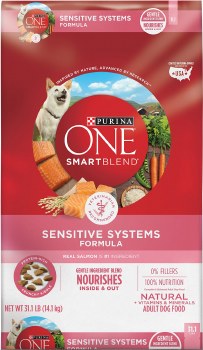 Purina ONE SmartBlend Sensitive Systems Formula Adult Premium Dry Dog Food 31.1 lbs