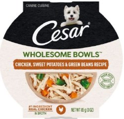 Cesar Wholesome Bowls Chicken, Sweet Potato, and Green Beans Recipe Wet Dog Food Tray 3oz