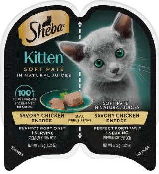 Sheba Perfect Portions Pate In Natural Juices Chicken, Wet Kitten Food, 2.6oz