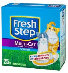 Fresh Step Multi Cat Extra Strength Clumping Scented Cat Litter with Febreze 25lb