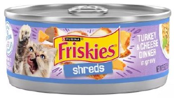 Purina Friskies Shreds Turkey and Cheese, Wet Cat Food, 5.5oz