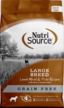 NutriSource Grain Free Large Breed Lamb Meal Pea and Salmon Meal Protein, Dry Dog Food, 26 lbs