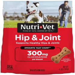 NutriVet Hip and Joint Extra Strength Soft Chews Peanut Butter Biscuit, 300mg