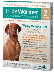 Durvet Triple Wormer 7 Way Dewormer for Medium and Large Dogs, 2 Count