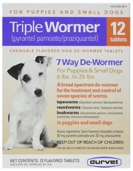 Durvet Triple Wormer 7 Way Dewormer for Small Dogs and Puppies, 12 Count