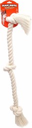 Mammoth Flossy Chews 3 Knot Rope Chew for Dogs, White, 36"
