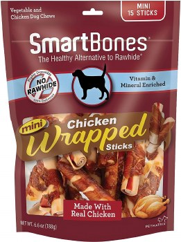 Smartbones Chicken Wrapped Sticks Mini 15 Pack Rawhide Free Dog Chews