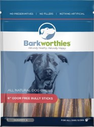 Barkworthies Bully Sticks Odor Free 6 inches 5 count