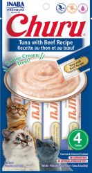 Inaba Churu Puree Cat Treats, Tuna and Beef, .5oz, 4 Count