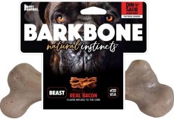 Pet Qwerks BarkBone Dinosaur Natural Instincts Bacon Flavored Nylon Dog Toy, Beast
