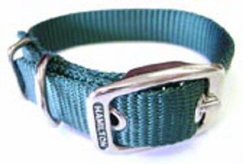 Hamilton Single Thick Nylon Deluxe Dog Collar, 18 inch, Dark Green