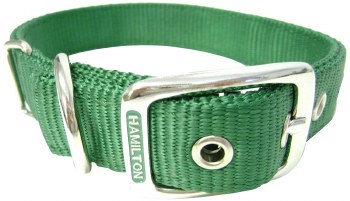 Hamilton Double Thick Nylon  Deluxe Dog Collar, 1 inch x 20 inch, Bright Green