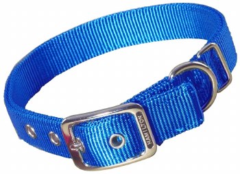Hamilton Double Thick Nylon  Deluxe Dog Collar, 1 inch x 26 inch, Blue