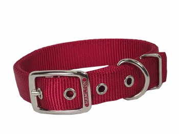 Hamilton Double Thick Nylon  Deluxe Dog Collar, 1 inch x 32 inch, Red