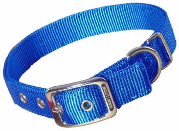 Hamilton Double Thick Nylon  Deluxe Dog Collar, 1 inch x 32 inch, Blue