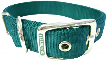 Hamilton Double Thick Nylon  Deluxe Dog Collar, 1 inch x 20 inch, Green