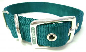 Hamilton Double Thick Nylon  Deluxe Dog Collar, 1 inch x 32 inch, Green
