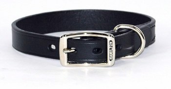 Hamilton Creased Leather Dog Collar, 3/4 inch x 18 inch, Black, Md