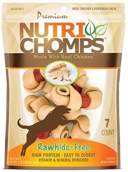 Nutri Chomps Premium Nutri Chomps 4 inch Chicken Knot with Flavor Wrap Dog Treats, Digestible Dog Chew, 7 count