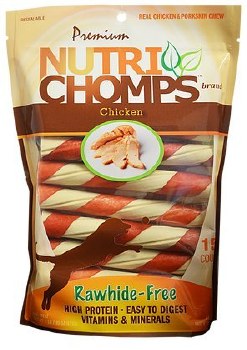 Nutri Chomps Premium Nutri Chomps Chicken Twist with Flavor Wrap Dog Treats, Digestible Dog Chew, 15 count