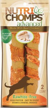 Nutri Chomps Advanced Rolls Wrapped with Real Chicken Dog Chews, Digestible Dog Chews, 2 count, Large