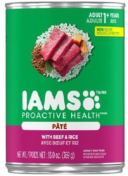 IAMS ProActive Health Adult with Beef and Rice Pate Canned Dog Food 13oz