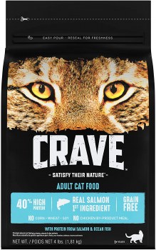 Crave High Protein Formula Salmon and Ocean Fish Recipe Grain Free Adult, Dry Cat Food, 4lb